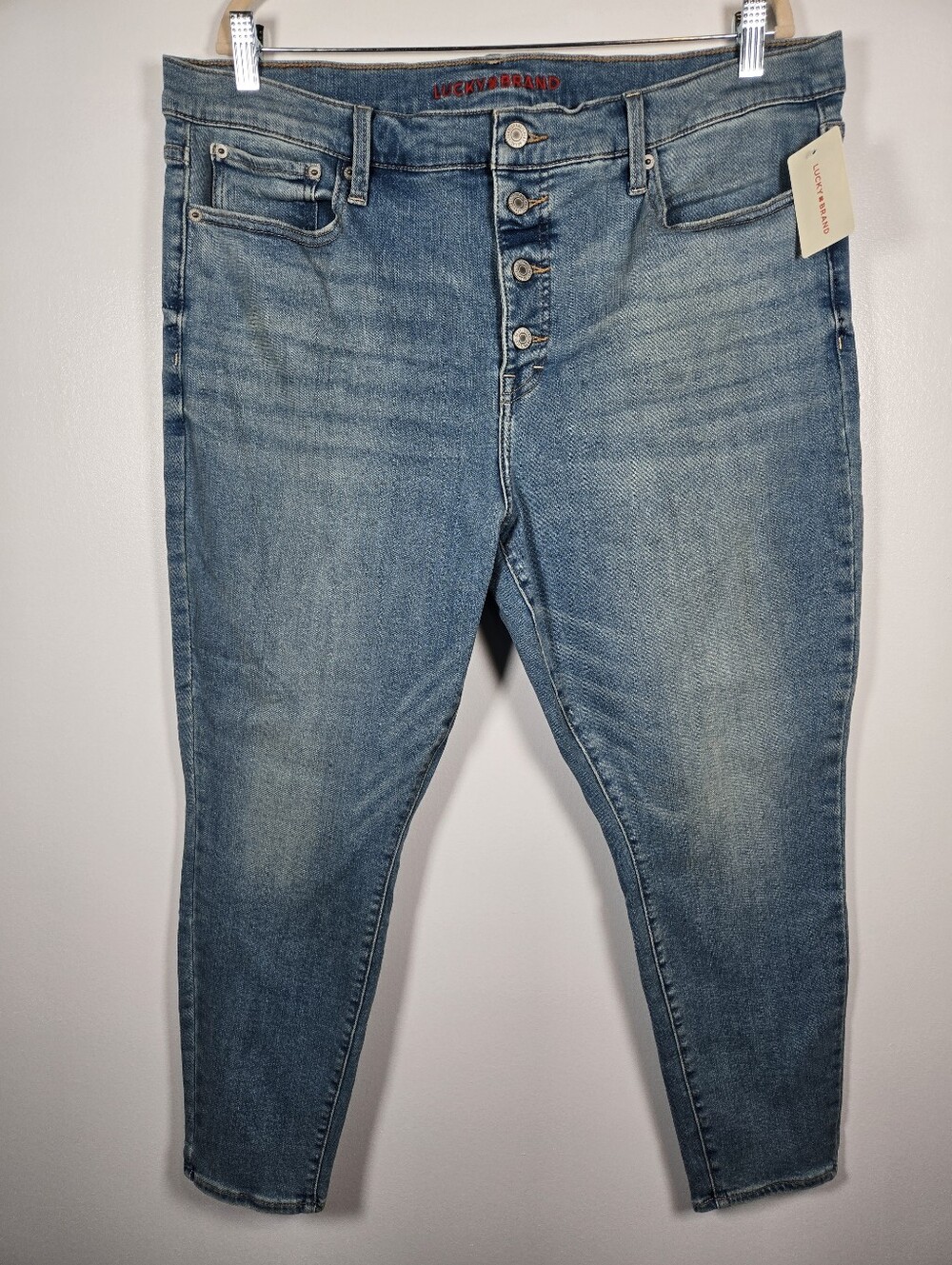 NEW Lucky Brand Ava Mid Rise Skinny Jeans Button Fly Stretch Denim Plus 20/35A